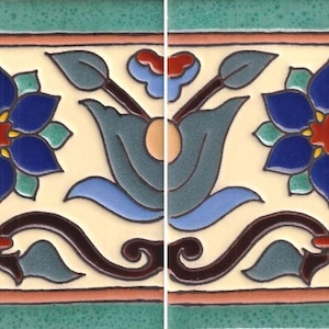 Price Per BOX Ceramic High Relief Border  Tiles Handcrafted  - Cantalejo -  (you select the size)