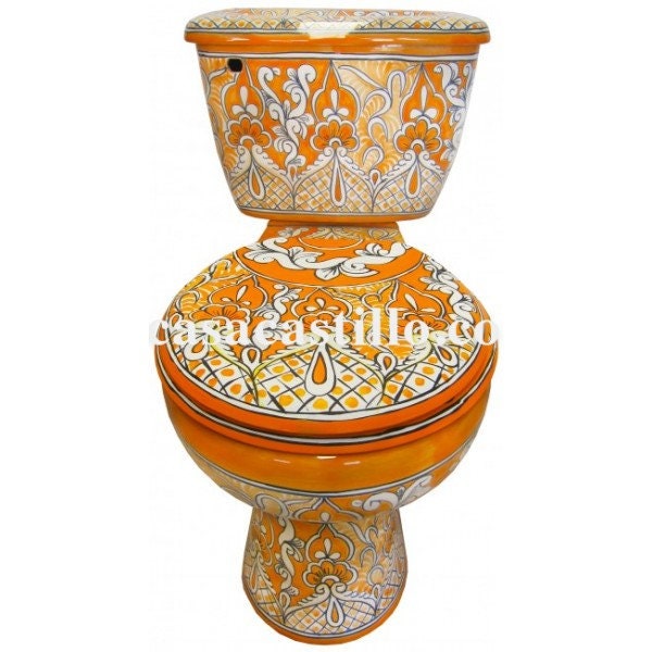 Mexican Talavera Ceramic Toilet Hand Painted- Acapulco Oro - - Etsy