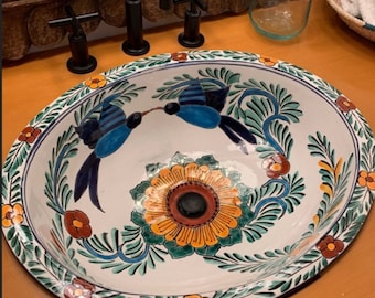 Mexican Talavera Sink Oval Drop In Handcrafted Ceramic - LM5 -