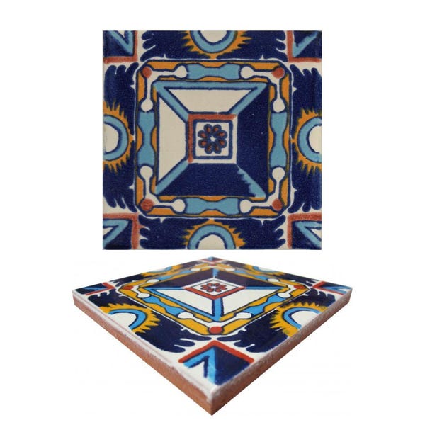 Price Per BOX  Mexican Talavera Ceramic Tiles Tradicional Handcrafted  - Menises1 -  (you select the size)