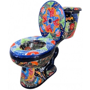 Mexican Talavera Ceramic Toilet Hand Painted - Abundancia -