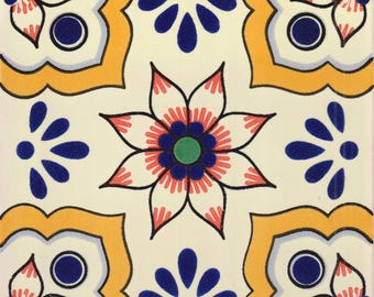 POOL TILES Mexican Talavera Ceramic Frost Proof Handcrafted Tiles - Cocula -  (you select the size)