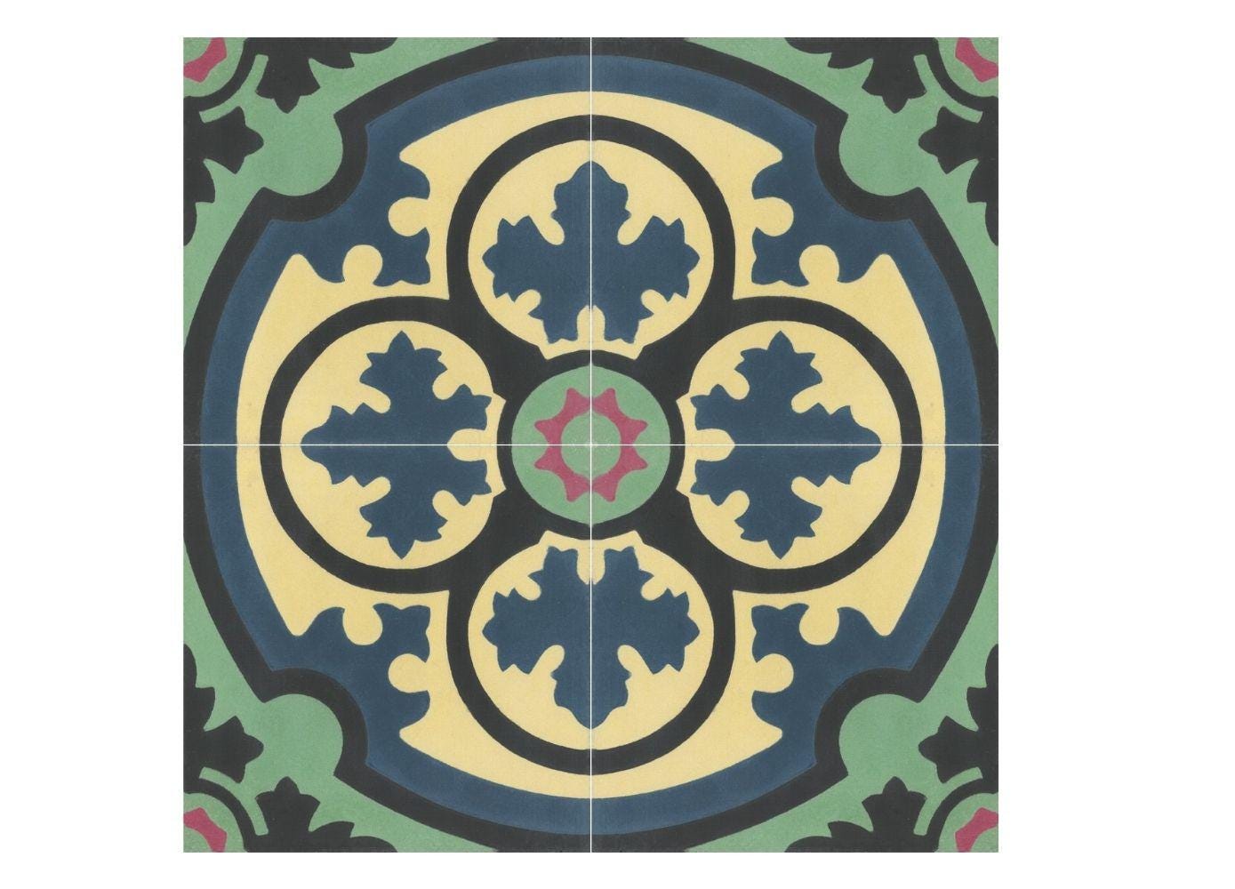 Mexican Mission Cement Tile Handcrafted 10 sqf - Philadelphia - 8x8"