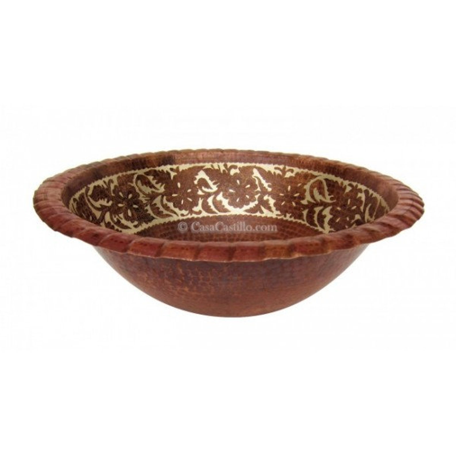 Mexican Copper Sink Round Handcrafted Antique Vines Etsy