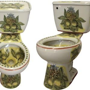Inodoro de cerámica de Talavera Mexicana Pintado a Mano - Zapotlán -