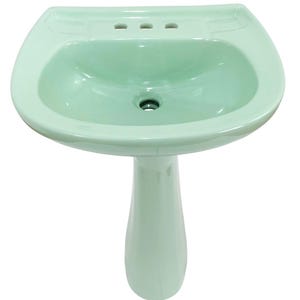 Mexican Talavera Pedestal Sink Handcrafted Ceramic - Verde Pastel -