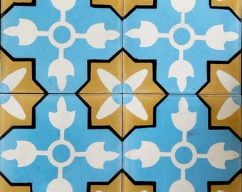 Mexican Mission Cement Tile Handcrafted 10 sqf  - Malcesine - 8x8"
