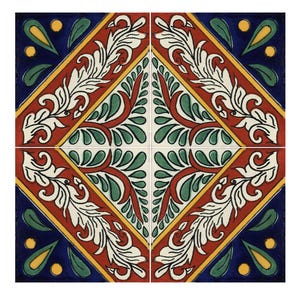 メキシコのタラベラ セラミック タイル バロッコ ハンドクラフト - プルマ ブランカ - (サイズは選択できます)