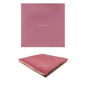 May include: A square ceramic tile in a deep pink color. The tile is smooth and has a slight sheen.