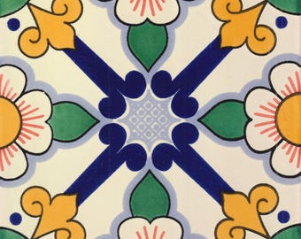 Azulejos para piscina de cerámica Talavera mexicana, resistentes a las heladas, hechos a mano - Viesca - (usted elige el tamaño)
