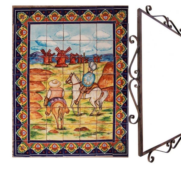 Mexican Talavera Mural - Don Quijote -