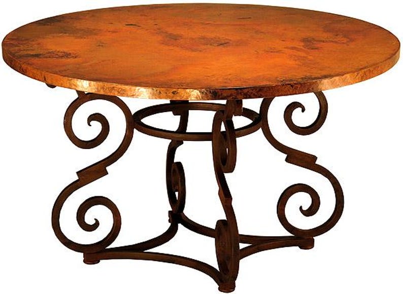 Hammered Copper Table With Iron Base 