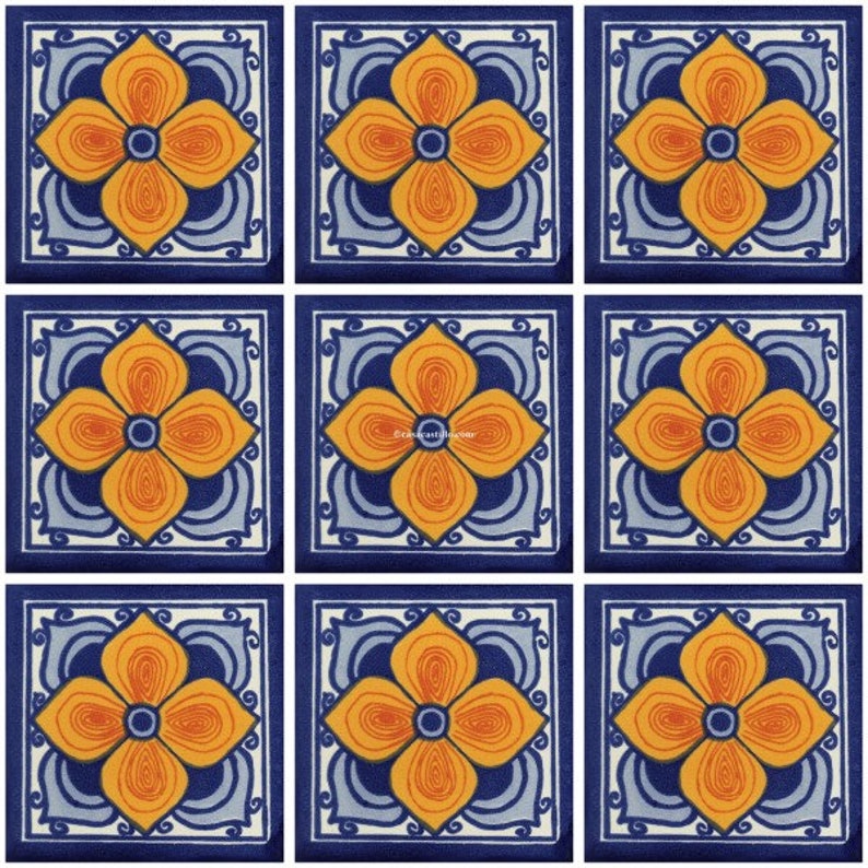you select the size El Chico Mexican Talavera Ceramic Tiles Barroco Handcrafted
