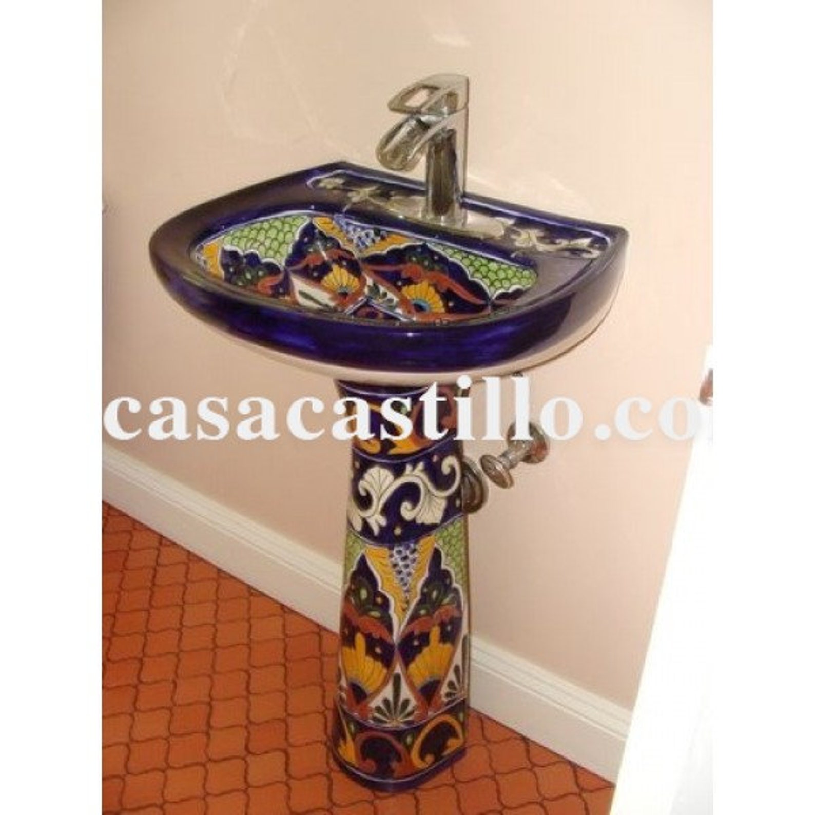 Mexican Talavera Pedestal Sink Handcrafted Ceramic Hidalgo Etsy