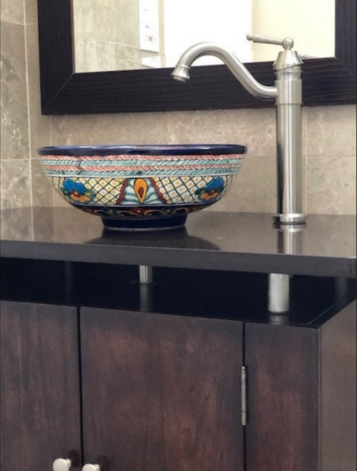 Mexican Talavera Vessel Sink Round Handcrafted LM10 Etsy