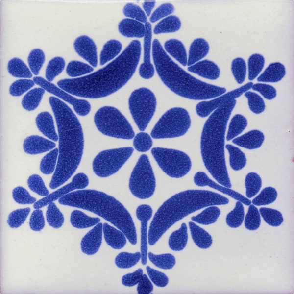 Price Per BOX POOL TILES Mexican Talavera Ceramic Frost Proof Handcrafted Tiles Traditional - Cuautla -  (you select the size)