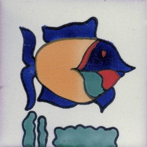 Mexican Talavera Ceramic Tiles Talavera Handcrafted - Fish5 -  (you select the size)