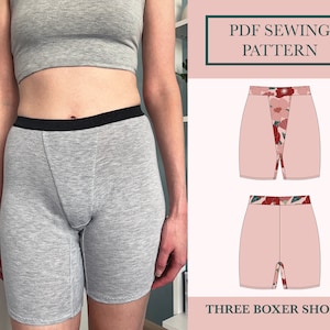 Padrão de costura de três shorts de motociclista | Calcinha Estilo Boxerbrief | Baixar padrão de shorts elásticos | Shorts de ciclismo esportivo padrão UK 6-18