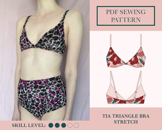 Bralette Sewing Pattern Download for Triangle Soft Bra PDF Lingerie Sewing  Pattern Darted Bralette Pattern UK 6-18 