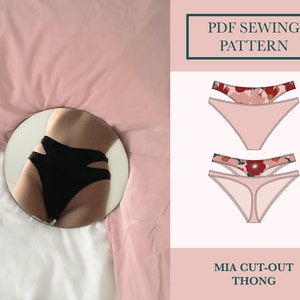 Cut-out Thong Sewing Pattern | Sporty Mia Knickers Download | High Waist Lingerie Thong Pattern | 90's Double Thong Panties PDF UK 6-18