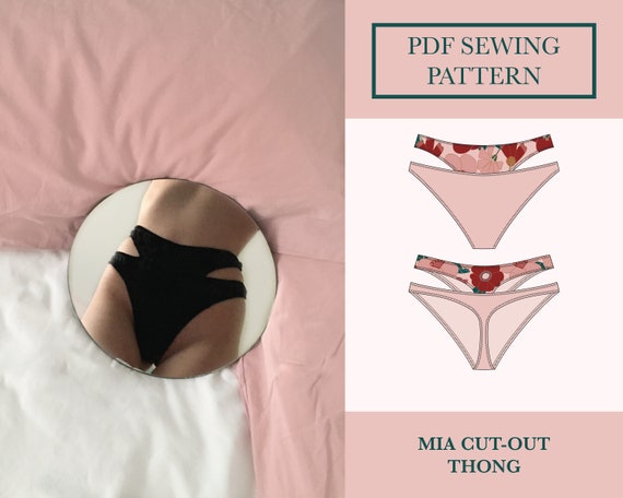 Cut-out Thong Sewing Pattern Sporty Mia Knickers Download High Waist  Lingerie Thong Pattern 90's Double Thong Panties PDF UK 6-18 