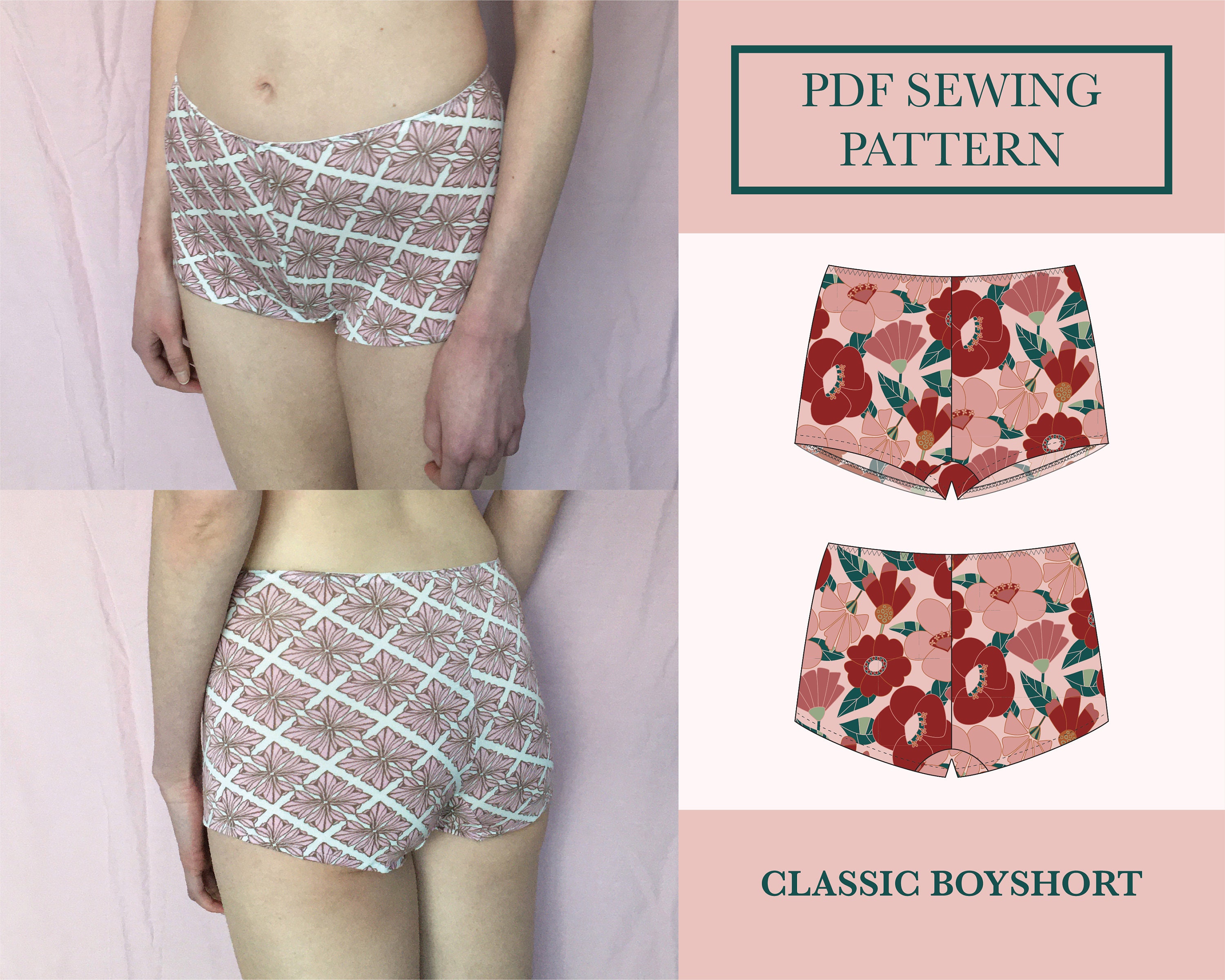 Classic Boyshorts Sewing Pattern Shorts Style Knickers Download Stretch  Panties Pattern Cute Stretchy Lingerie Shorts Pattern UK 6-18 -  Canada