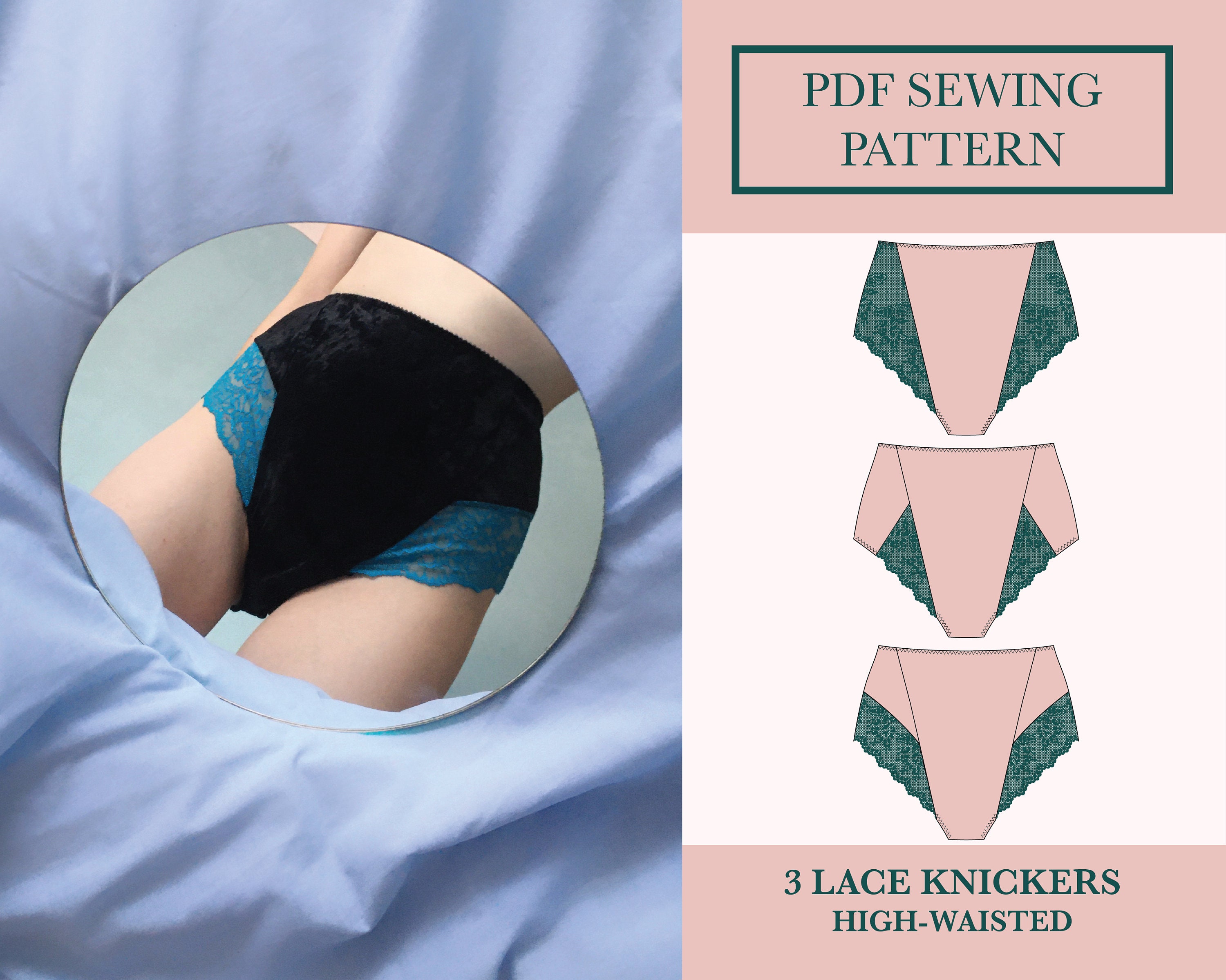 How to sew lace high waist brazilian panty. PDF sewing pattern