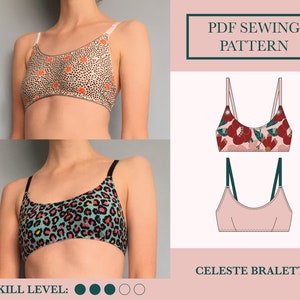 Bralette PDF Sewing Pattern Download Two Soft Bra Patterns Celeste