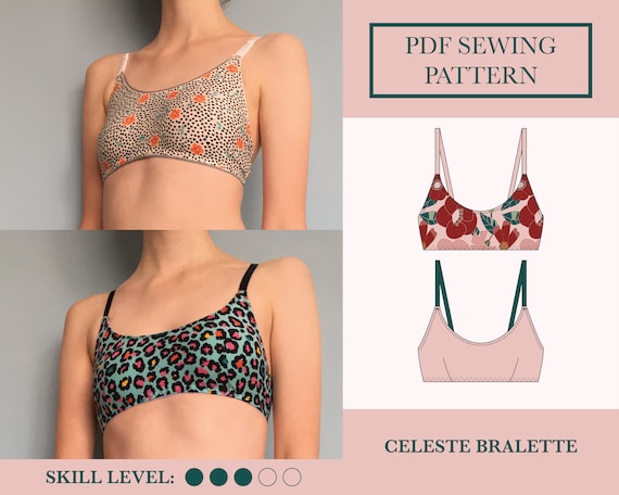 Bralette PDF Sewing Pattern Download Two Soft Bra Patterns Celeste
