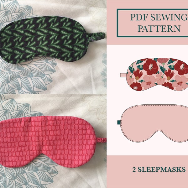 Sleep Mask Sewing Pattern | Two Simple Eye Mask Pattern | PDF Download 2 Sleep Mask Small and Large