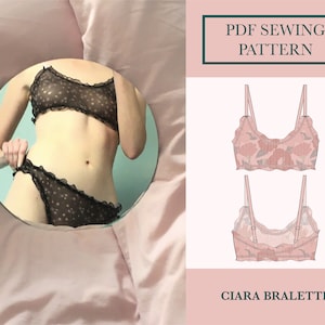 Ciara Bralette Sewing Pattern | Download Soft Bra Patterns | PDF Lingerie Sewing Pattern | Fluted Bralette Pattern UK 6-18
