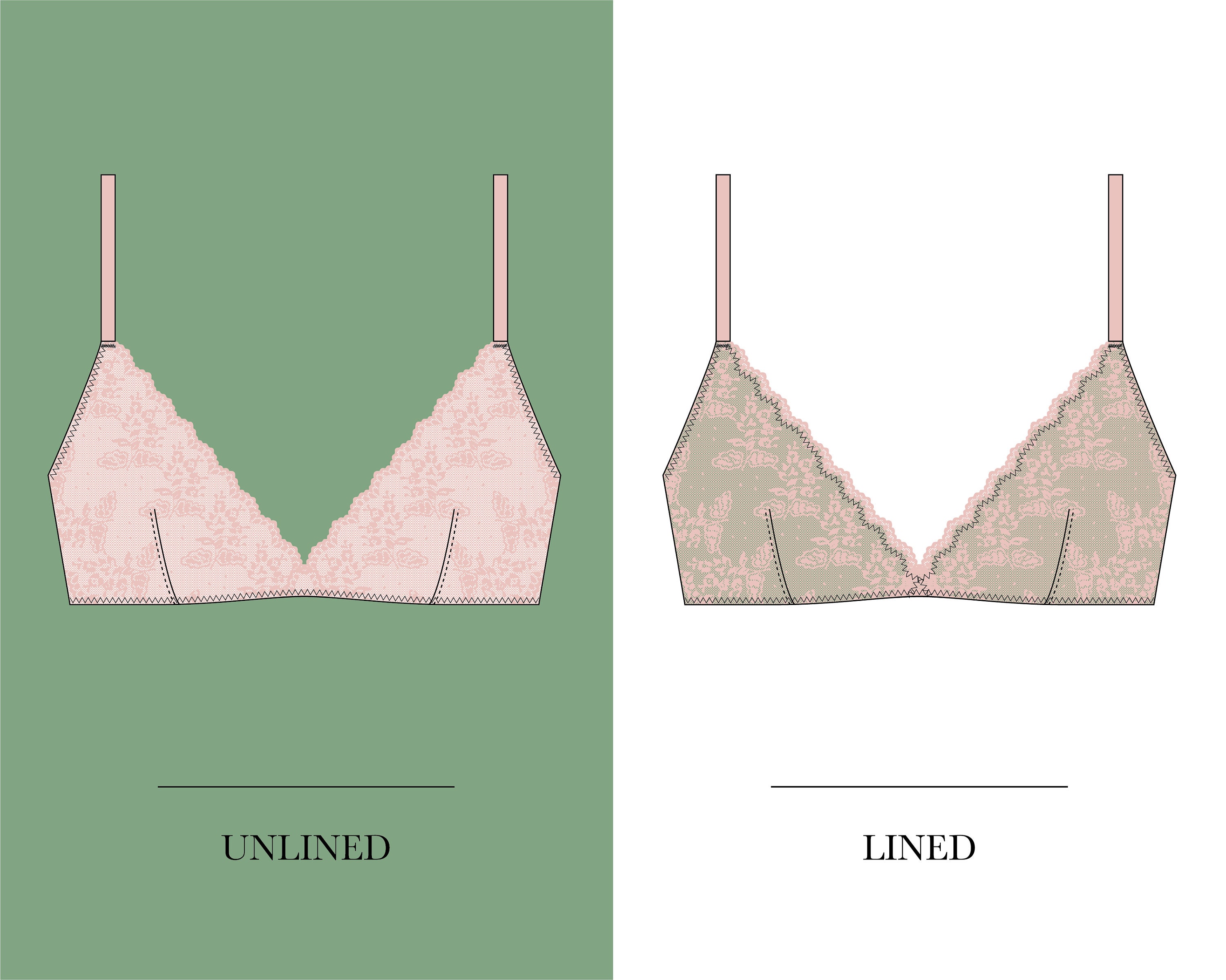 Lace Lingerie Bralette Sewing Pattern, Download for Triangle Soft Bra PDF  UK 6-18 
