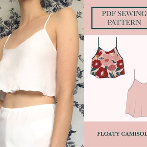 Floaty Camisole Sewing Pattern Download for Flowy Fabrics Top Pattern Sizes UK 6-18