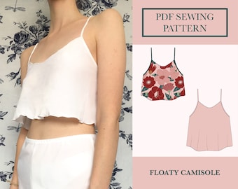 Floaty Camisole Sewing Pattern Download for Flowy Fabrics Top Pattern Sizes UK 6-18