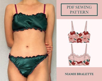 Niamh Bralette Sewing Pattern | Download Soft Bra Patterns | PDF Lingerie Sewing Pattern | Fluted Bralette Pattern UK 6-18