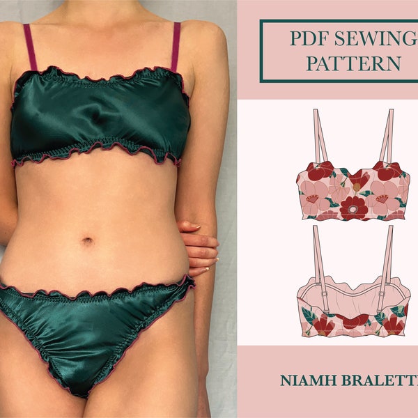 Niamh Bralette Sewing Pattern | Download Soft Bra Patterns | PDF Lingerie Sewing Pattern | Fluted Bralette Pattern UK 6-18