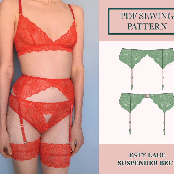 Lace Suspender Belt Sewing Pattern | Skimpy Style Garter Belt PDF | Download Stretch Galloon Lace Hold-Up Belt Pattern UK 6-18