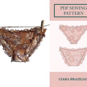 Ciara Brazilian Sewing Pattern | Hipster Knickers Download | Bikini Panties PDF Sewing Pattern | Fluted Frilly Knickers Pattern PDF UK 6-18