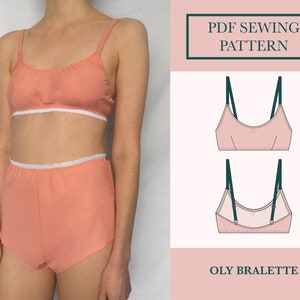 Bralette Sewing Pattern Download  | PDF Lingerie Bra Sewing Pattern | Darted Non-Stretch Bralette | UK 6-18