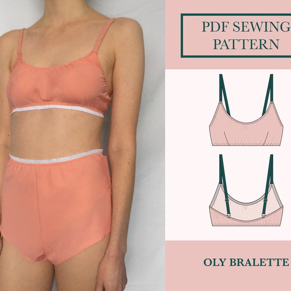 Bralette Sewing Pattern Download  | PDF Lingerie Bra Sewing Pattern | Darted Non-Stretch Bralette | UK 6-18