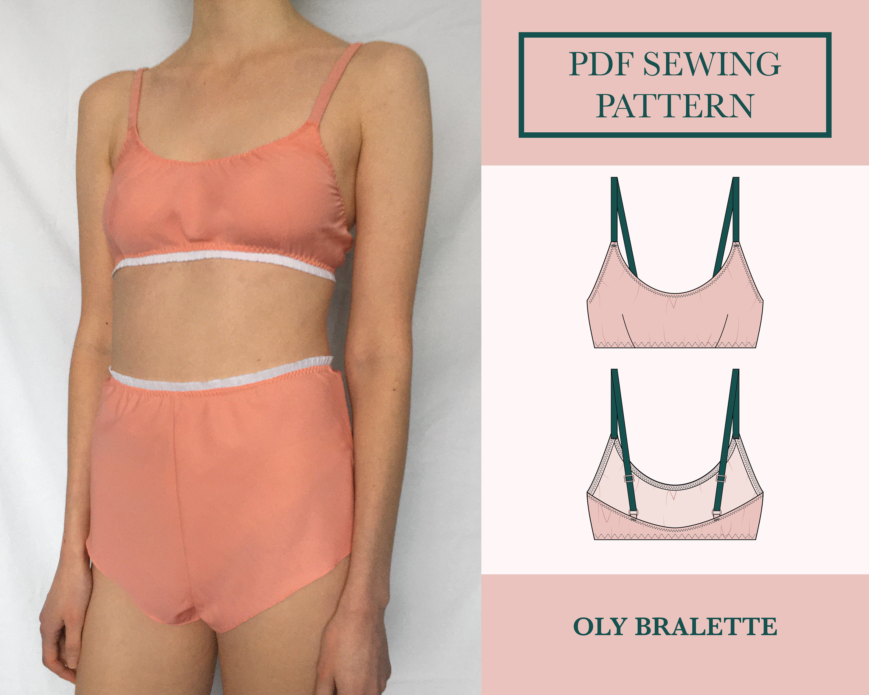 Ciara Bralette Sewing Pattern Download Soft Bra Patterns PDF Lingerie Sewing  Pattern Fluted Bralette Pattern UK 6-18 -  Canada