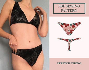 Thong Panties Sewing Pattern PDF Download For Stretch Fabrics UK 6-18