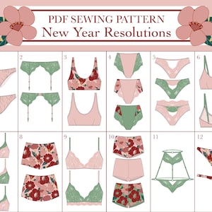 New Year Sewing Lace Challenge, Including 12 Lingerie and Sleepwear PDF Patterns UK 6-18