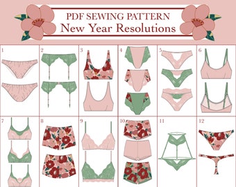 New Year Sewing Lace Challenge, Including 12 Lingerie and Sleepwear PDF Patterns UK 6-18