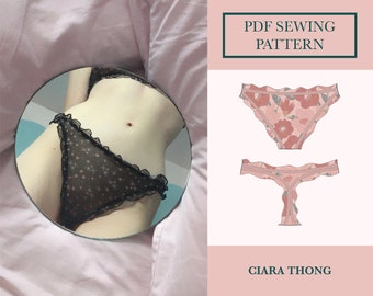 Ciara Thong Sewing Pattern for Hipster Knickers Download | Low Thong Panties PDF Sewing Pattern | Fluted Thong Pattern | Frilly Knickers PDF