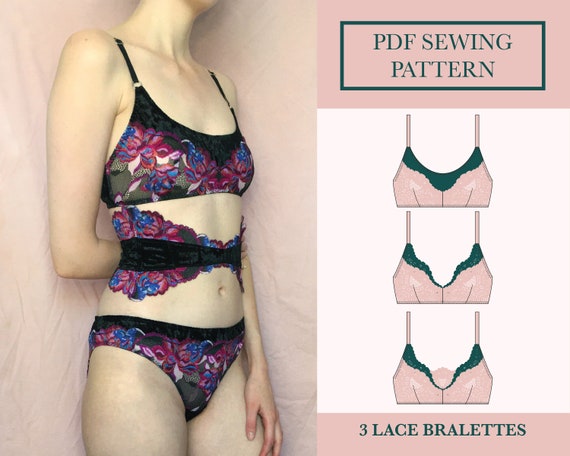 Lace Bralette Sewing Patterns Download Includes 3 Soft Stretch Bras PDF  Lingerie Sewing Pattern UK 6-18 -  Canada