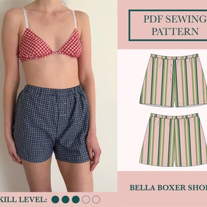 Bella Boxer Shorts Sewing Pattern Unisex Style With Fly Front UK 6-18