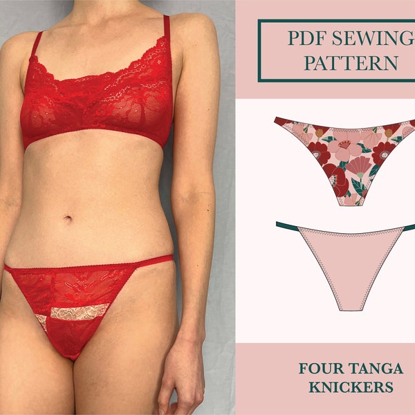 Tanga Knickers Sewing Pattern | Strappy and Skimpy Knickers Multi Download | G String Thong PDF Sewing Pattern | 4 Options PDF UK 6-18