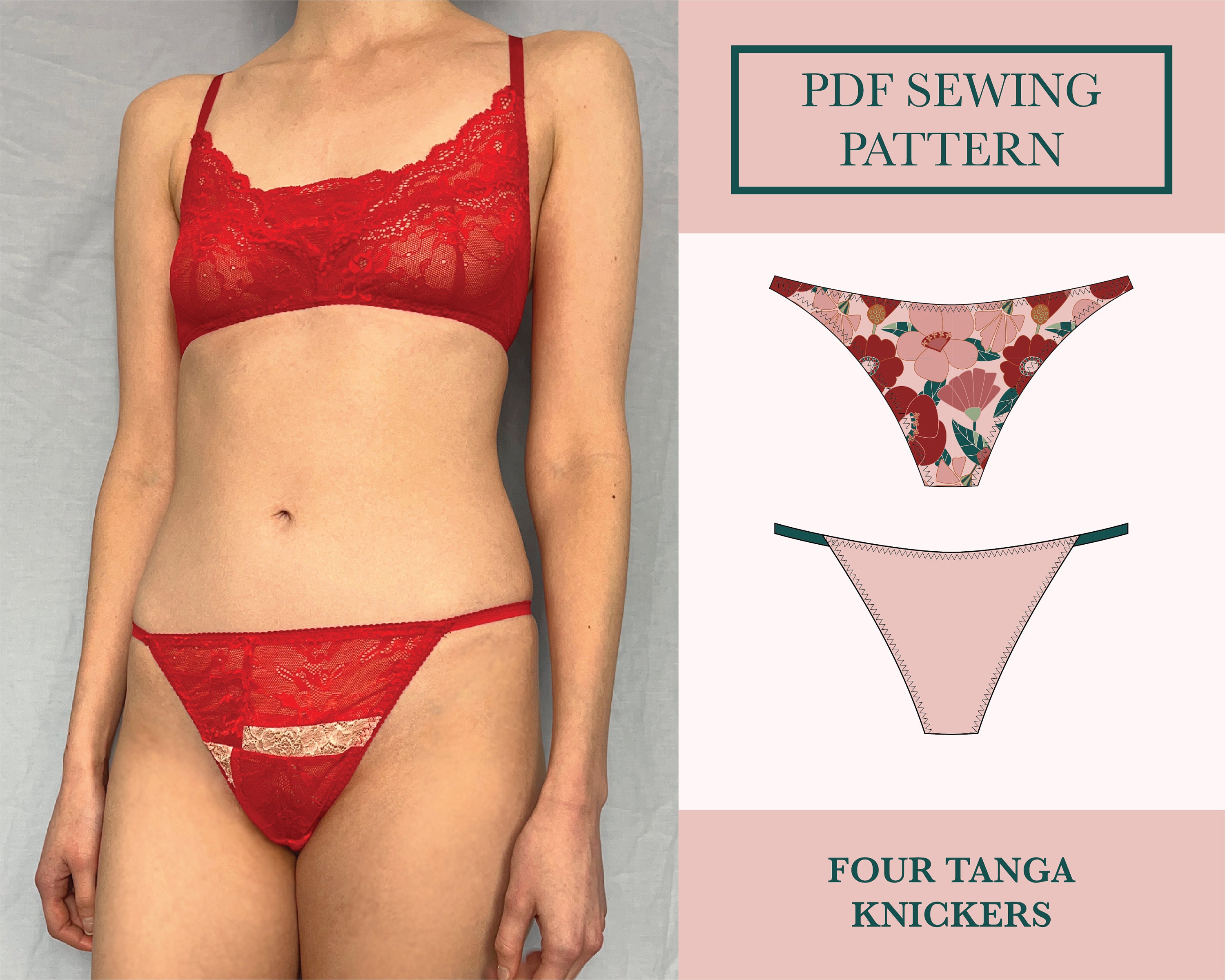 Lace Lingerie Bralette Sewing Pattern, Download for Triangle Soft Bra PDF  UK 6-18 -  Hong Kong