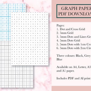 Printable Graph Paper | Technical Grid Paper | Print Your Own Dressmaking Pattern Paper | Dot and Cross Sewing Paper PDF